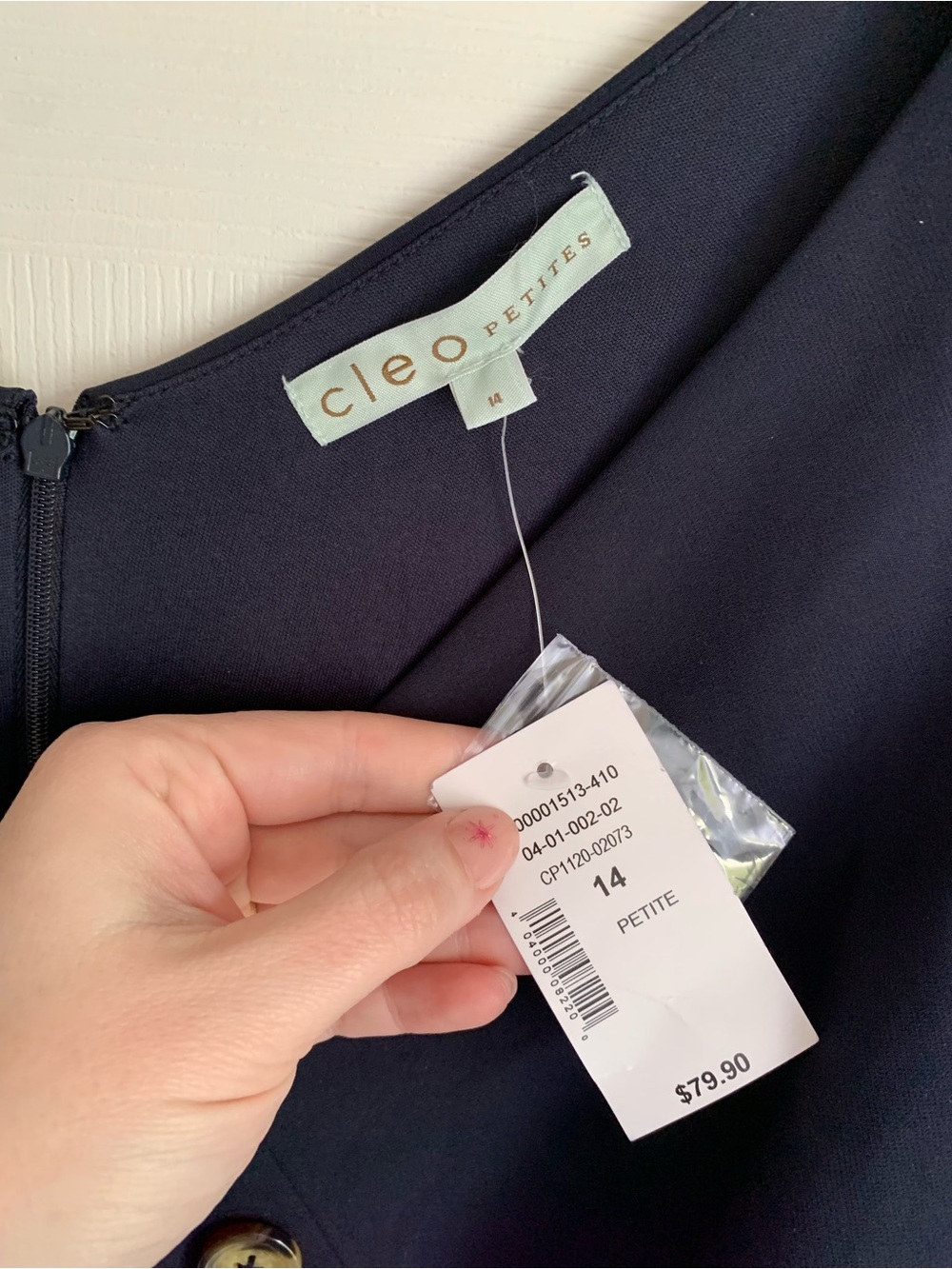 cleo Navy Sleeveless Button detail midi dress classic chic old money timeless - Picture 4 of 5